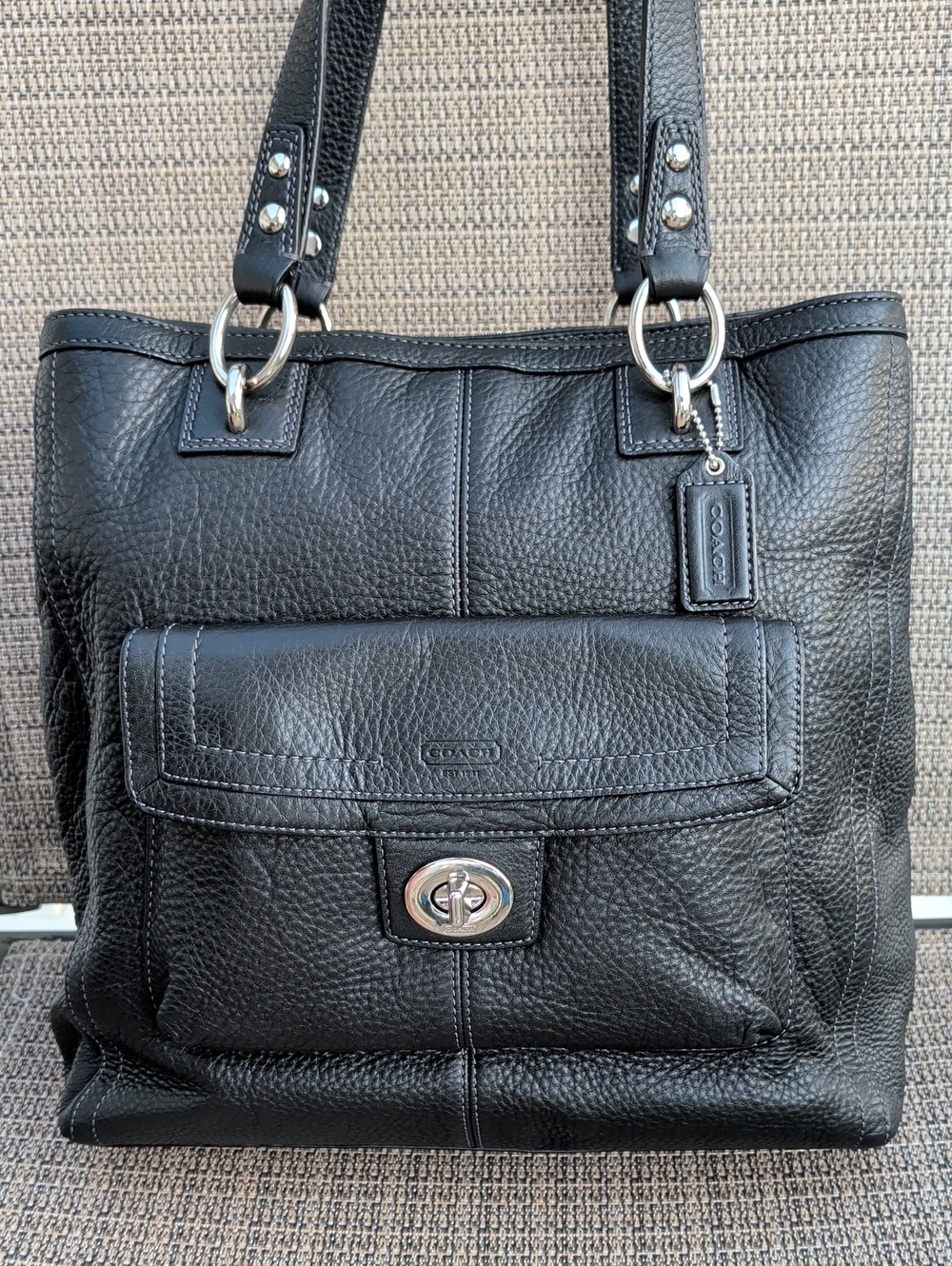 Coach "Penelope" (F19264) Black Soft Pebbled Leather Tote EUC